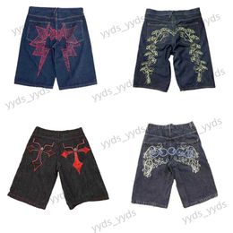Pantalons pour hommes Y2K Summer Denim Shorts Hommes Harajuku Mode Imprimer Casual Pantalon court Femmes Hip Hop Punk Streetwear Goth Baggy Jeans Pantalon T240124