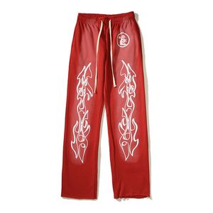 Herenbroeken Y2K Vintage heren streetwear grijs baggy Hell Star cargobroek joggers zwart Hellstar Blue Flare gestapelde rode trainingsbroek kleding 230915 ZZKP