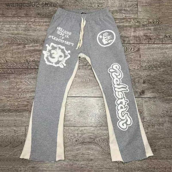 Pantalons pour hommes Y2K Vintage Hommes Streetwear Gris Baggy Hell Star Cargo Pantalons de survêtement Pantalons Joggers Hellstar Flare Pantalons de survêtement empilés Vêtements T231016