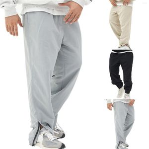 Pantalon homme Y2K jambe large fermeture éclair fendu hommes pantalons de survêtement homme ample décontracté Sport rouge noir pantalon coréen Streetwear survêtement