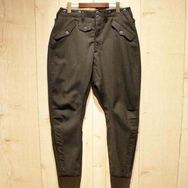 Pantalones para hombres YANGHAOYUSONG Calzones de caballero hechos a sí mismos Estilo militar retro Herramientas Pies pequeños Locomotora Entrepierna grande Tamaño suelto