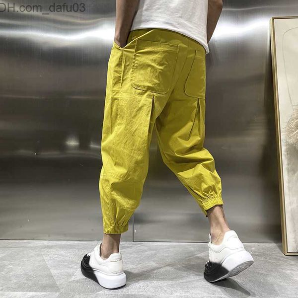 Pantalons pour hommes jaunes pantalons Haran décontractés pour hommes vêtements de rue de la mode coréenne Harajuku pantalons amples pantalons de sport sauvages solides pour pantalons de jogging pour hommes noir Z230721