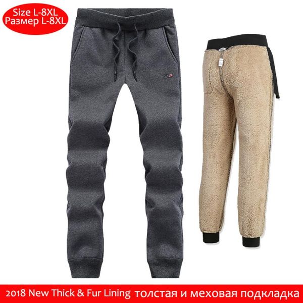 Pantalones de hombre YIHUAHOO Invierno Hombre 6XL 7XL 8XL Forro de piel gruesa informal Pantalones de chándal cálidos Pantalones elásticos de lana Sudadera con capucha PYS-865