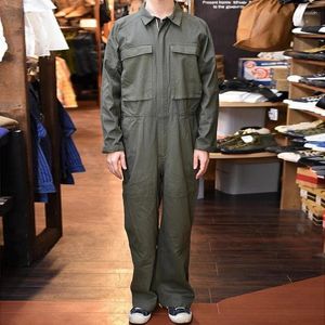Pantalon pour hommes Yusong Homemade Army Green Workwear Combinaison Herringbone Coton Lâche Grande Taille Unisexe Manches longues Droite
