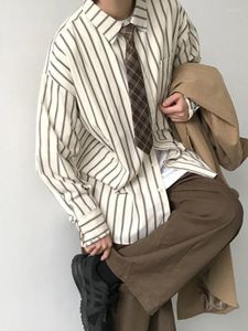 Herenbroek ZCSMLL Tweede stuk set / retro Japanse slijtage met gestreepte shirt met lange mouwen heren en dames casual lente herfstpak