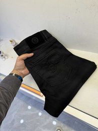 Herenbroek Zemky Casual Mens Pants 2024 Wedst nieuwe elastische mode-borduurgrootte 29-38 rechte broek aangepast lederen hoge kwaliteitl2405