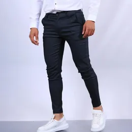 Herrenhose mit Reißverschluss und Knopf, stilvoll, schmale Passform, Bleistift, atmungsaktiv, im Business-Stil, mit weichem Stoff, praktische Taschen für die Arbeit