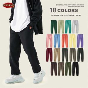 Herenbroek ZODF Nieuwe winter 350GSM wol sportheren unisex Casual losse basiswarmte vaste jogger 18 kleur HY0727 Q240429