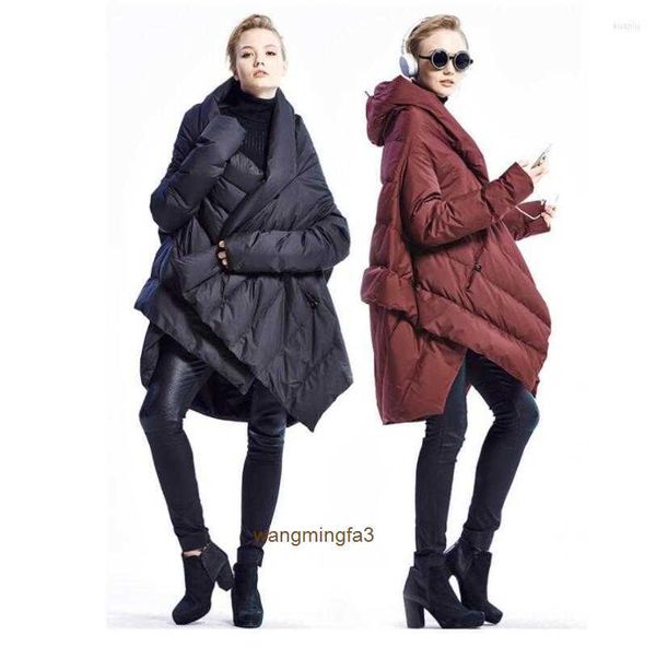 Parkas pour hommes Trench Coats Marque de mode d'hiver Vêtements pour femmes asymétriques plus longs que le genou véritable doudoune de canard Cape Style Design chaud