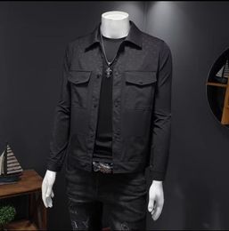 Personnalité des hommes veste noire Designer pour hommes revers imprimé vestes avec poches boutonnées coupe-vent homme hauts manteaux masculins vêtements d'extérieur