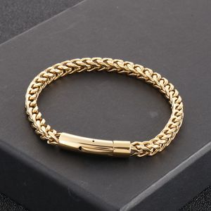 Hip Hop hommes rétro noir Simple lien chaîne Bracelet en acier inoxydable 316L forme géométrique Bracelet