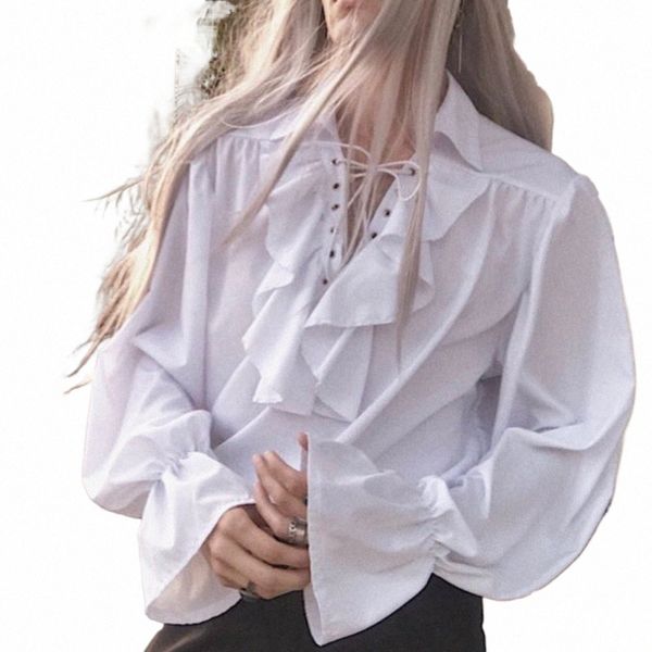 Chemise Pirate homme Vampire Prince poète chemises médiéval boucanier volants à lacets Renaissance Vintage gothique Blouse hauts 057T #