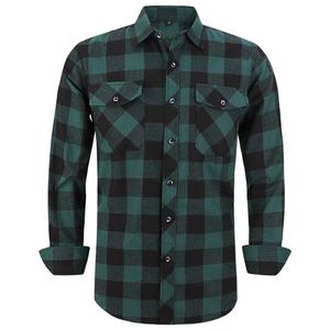 Heren geruit flanellen overhemd lente herfst mannelijk regular fit casual shirts met lange mouwen voor (USA SIZE S M L XL 2XL) 220216
