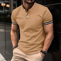 Heren Effen Platte Kraag Rits POLO Zomer Effen Kleur Korte mouwen Top T-shirt Shads Slim Business Herenkleding 240111