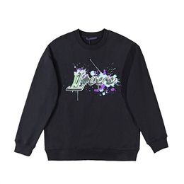 Heren Grote maten hoodies sweatshirts Letter bedrukte trui met ronde hals en wollen stof hoodie high street hiphop losse trui straat k839