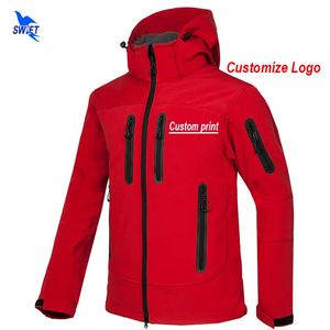 Grote maten herenjassen Bovenkleding Softshell-jack met opdruk Heren Waterdichte fleece Thermisch Buiten Capuchon Wandeljas Skitrekking Kamperen Hoodie Kleding 231011