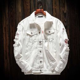 Men's plus size bovenkleding jassen Designer Jackets Fashion Men's Spring en herfstgat losse denim jas paar grote witte informele jas top