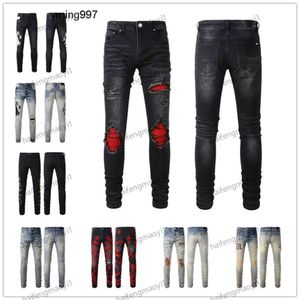 2J10 2023 NIEUWE ARVALS Heren Am2 Luxe ontwerper Amiriliness Denim Purple Am2 Jeans Holes Ambroek Jean Coolguy Biker Pants Man Clothing #810