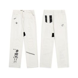 Men's Plus Size Pants 2023 Lettergedrukte jeans heren en dames broek met wijd been broek High Street mode-broek J98J3