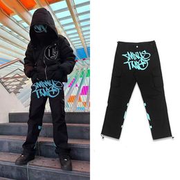 Pantalones de talla grande para hombre Cargo Menos dos Harajuku Casual Suelto Punk Rock Pantalón de pierna ancha recto Streetwear Y2k Pantalón Retro Street Trend Monos Smlxxxl 234 63090