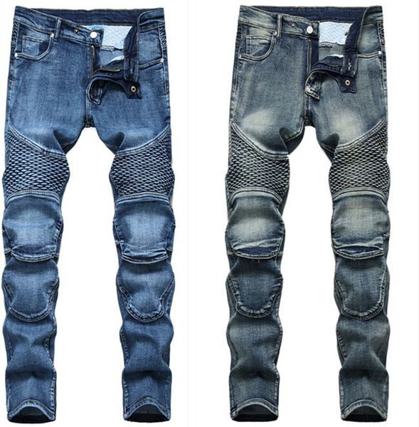Pantalon de taille plus pour hommes Jeans Homme Denim Designer Moto Bike Moto droite pour automne printemps Streetwear équitation genou garde mode décontractée 6507