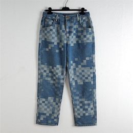 Pantalon grande taille pour hommes, jean complet avec lettres estampillées, imprimé, mode Hip-hop, pantalons décontractés, E55B5