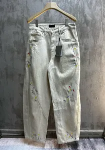 Pantalon de taille plus masculine Round Coul Broidered and Printed Style Summer Summer With Street Pure Cotton 4q32
