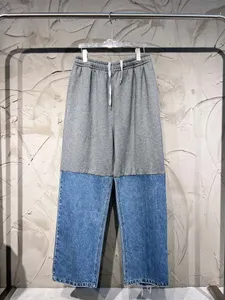 Pantalones de talla grande para hombre, ropa de verano de estilo polar bordado y estampado con cuello redondo y algodón puro callejero 42w3