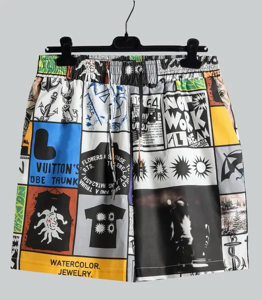 Pantalon grande taille pour hommes Col rond brodé et imprimé style polaire vêtements d'été avec street pur coton 5gRrg