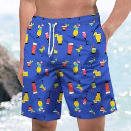 Heren plus size shorts 2023 Summer Beach Juice drank Drankje Heren recht strandbroek Leisure Losse trendy reizen