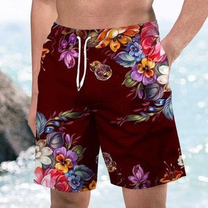 Shorts de taille plus masculine 2024 Fragmented Flower Cluster 3D Pantalon de plage pour hommes imprimés numériques LOISSE LOBE STYLE DE VOYAGE TRENDY