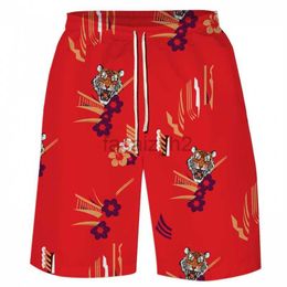 Shorts de taille plus masculine shorts de fleurs hawaïennes, pantalon de plage surdimensionné en vrac pour hommes, gros shorts, marque à la mode imprimée, vêtements d'extérieur d'été, pantalon recadré