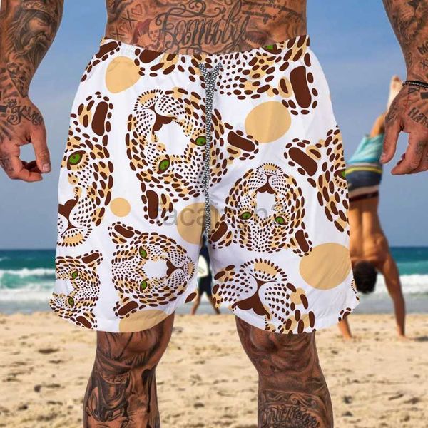 Shorts de taille plus masculine Nouveaux pantalons de plage masculine 3D Imprimé hawaï loi droit tube d'été micro-élastique pour hommes shorts de natation pour hommes