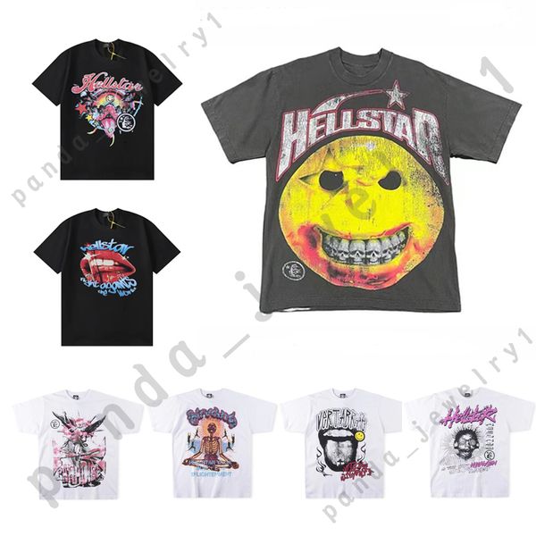 Hellstar Short Men's Plus Tees Hellstar T-shirt Rapper Wash Grey Heavy Craft Unisexe Sleeve Top High Street Fashion Retro Retro Women's T-shirt S-XXL