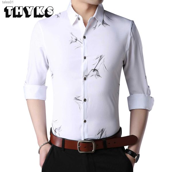 Hommes Plus Tees Polos 2022 Manches longues Hommes Business Social Chemises Spring Street Casual Chemise Florale Robes Marque Slim Fit Raccords réguliers yq240401