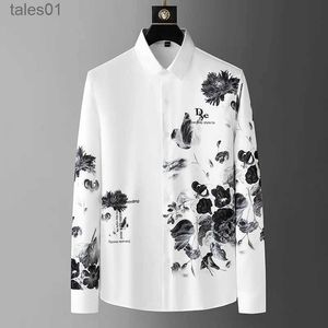 Camisetas para hombre Plus Polos 2023 Otoño Camisa con estampado floral de leopardo 3D Camisas casuales de manga larga delgadas Vestido social para banquetes de negocios de alta calidad yq240401