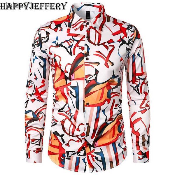 Men's Plus Tees Polos 2023 Nuevo Happyjeffery Camisas de vestir para hombre Tops de manga larga Hombres Hombre Floral Negocios Casual Hombre Prom Camisa de boda LS23 yq240401