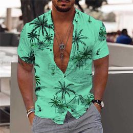Men's Plus Tees Polos 2024 Hawaiian Men's Shirt Coconut Tree Short à manches 3D Street Outdoor Street Casual Shirts Top Shirts