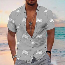 Men's Plus Tees Polos 2024 Camisa de la playa para hombres 3D Estampado digital Tropical Forest Animal Camisa hawaiana Camisas casuales