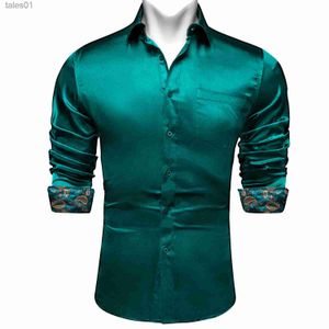 Plus-T-shirts voor heren Polo's Groen Gesplitst en contrasterende kleuren Overhemden voor heren Heren overhemd met lange mouwen Designer Stretch satijn Kledingblouses yq240401