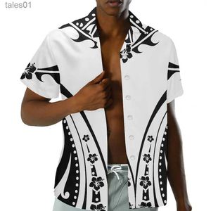 Heren Plus Tees Polo's HYCOOL Casual witte overhemden voor mannen Polynesische tribal 5xl overhemd korte mouw zomer Haii heren strandkleding bloemen yq240401
