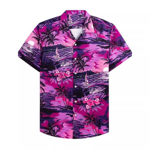 Meni's plus t-t-t-shirt de la plage masculine 3D Shirt imprimé, tendance personnalisée fleur de feuille hawaïenne haut de gamme