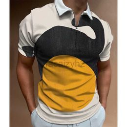 Heren plus T -stukken Polo's Nieuwe Polo -shirt met ritssluiting voor heren casual groot abstract patroon 3D -geprinte poloshirt korte mouwen T -shirts tops