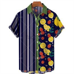 Men's Plus Tees Polos Shopee Nouveau motif de fruits 3D imprimé Fashion masculine Loose Short Shirts décontractés