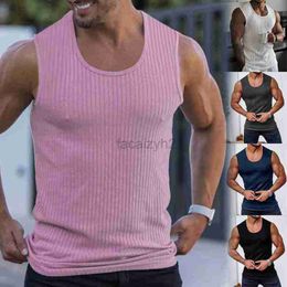 Men pour hommes plus polos d'été sans manches masculines large épaule en tricot en tricot de fitness sportif