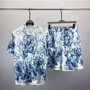 Camisetas Plus para hombre, Polos, novedad de verano, moda con cuello redondo, camiseta de algodón de manga corta, camisa hawaiana con estampado de playa, pantalones cortos, traje deportivo D33a