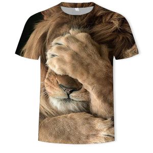 Homme Plus Tees T-Shirts 2022 Imprimé 3D Graphique Lion Animal Col Rond Quotidien Vacances Motif Animal Mode Manches Courtes Hauts Streetwear Exagéré Cool