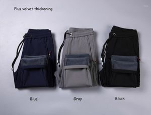 Heren plus fluwelen casual sportbroek heren elastische negen broek kleine voeten joggers trekstring balk veelzijdige broek 1