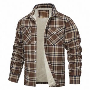 Mannen Pluche Warme Nieuwe Luxe Lg Mouwen Koreaanse Streetwear Revers Plaid Voering Loszittende Jas Jas Mannen Kleding v9jf #