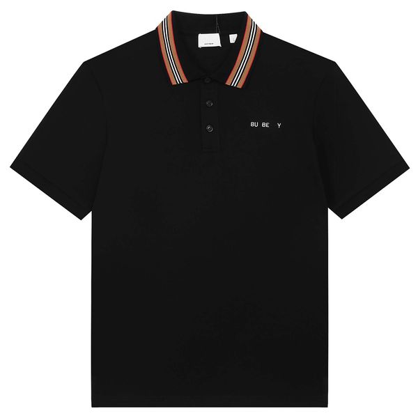 Polo para hombre blanco y negro rojo claro lujo manga corta costura 100% algodón letra clásica Negocios Casual solapa moda delgada XXL